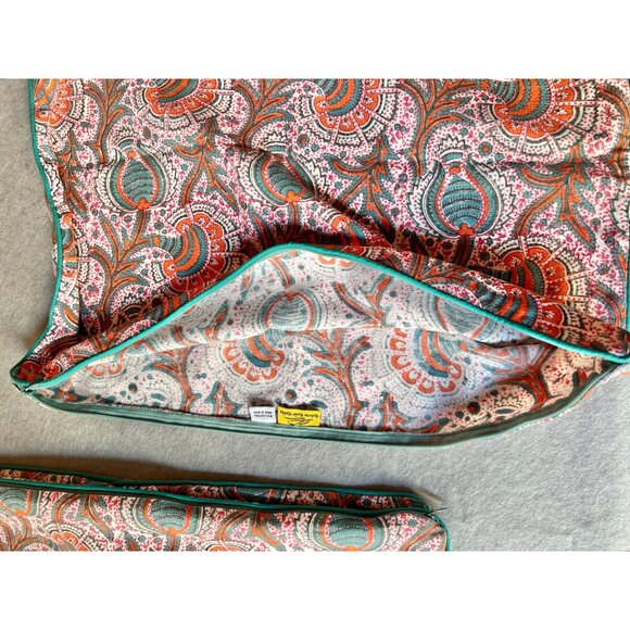 Roberta Roller Rabbit Floral Pillow Covers Pair 22" X 21.75" Orange Green Cream - Picture 6 of 9